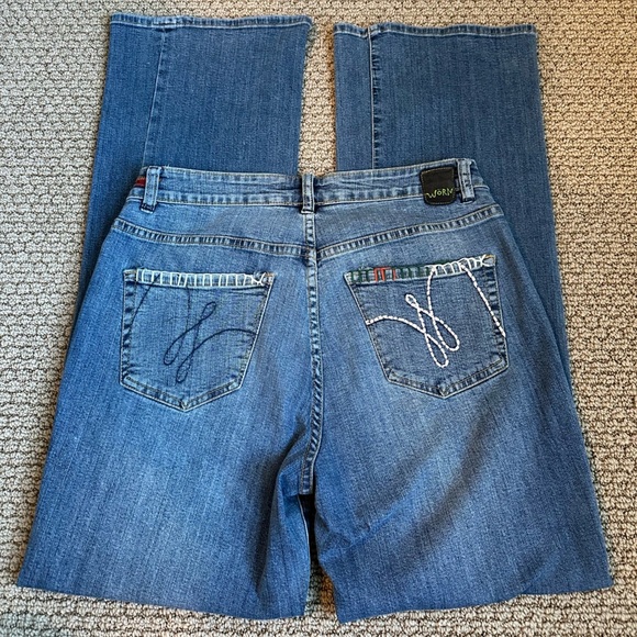 WORN Vintage Embroidered Jeans Sz 10 Palm Tree Patchwork Free People Vibe A149 - Picture 3 of 9